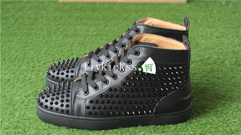 Super High End Christian Louboutin Flat Sneaker High Top Black Leather